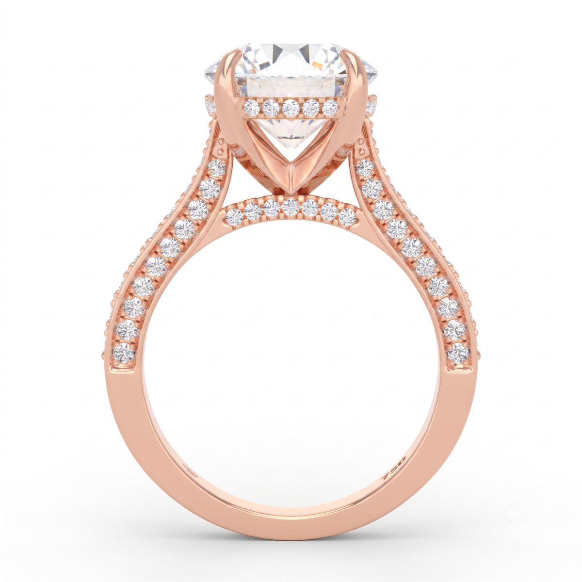 Katherine Round cut engagement ring 3D Diamond Band