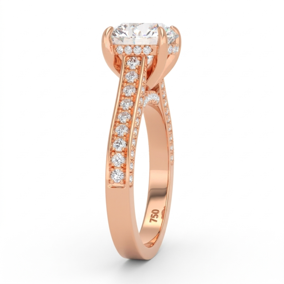 Katherine Round cut engagement ring 3D Diamond Band