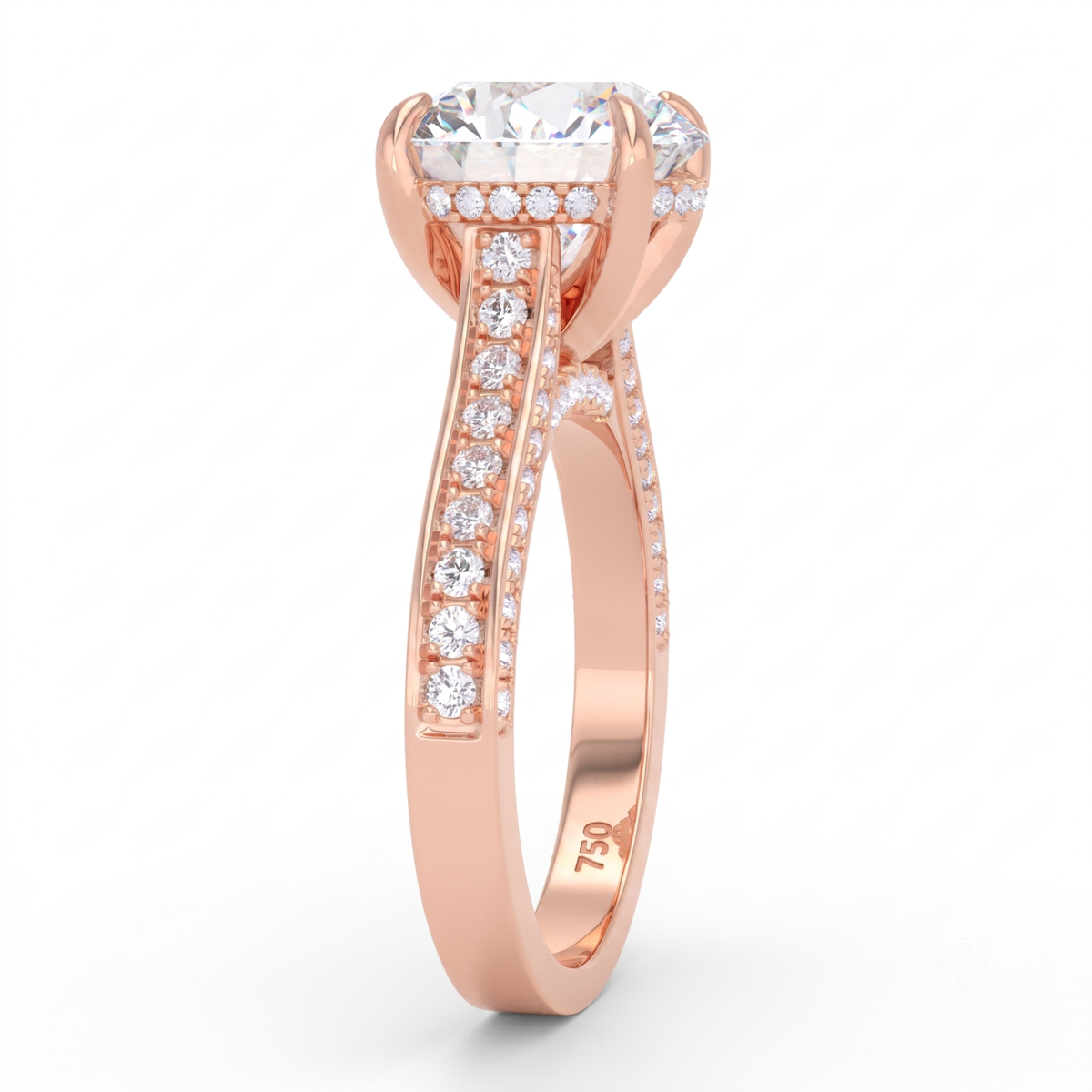 Katherine Round cut engagement ring 3D Diamond Band