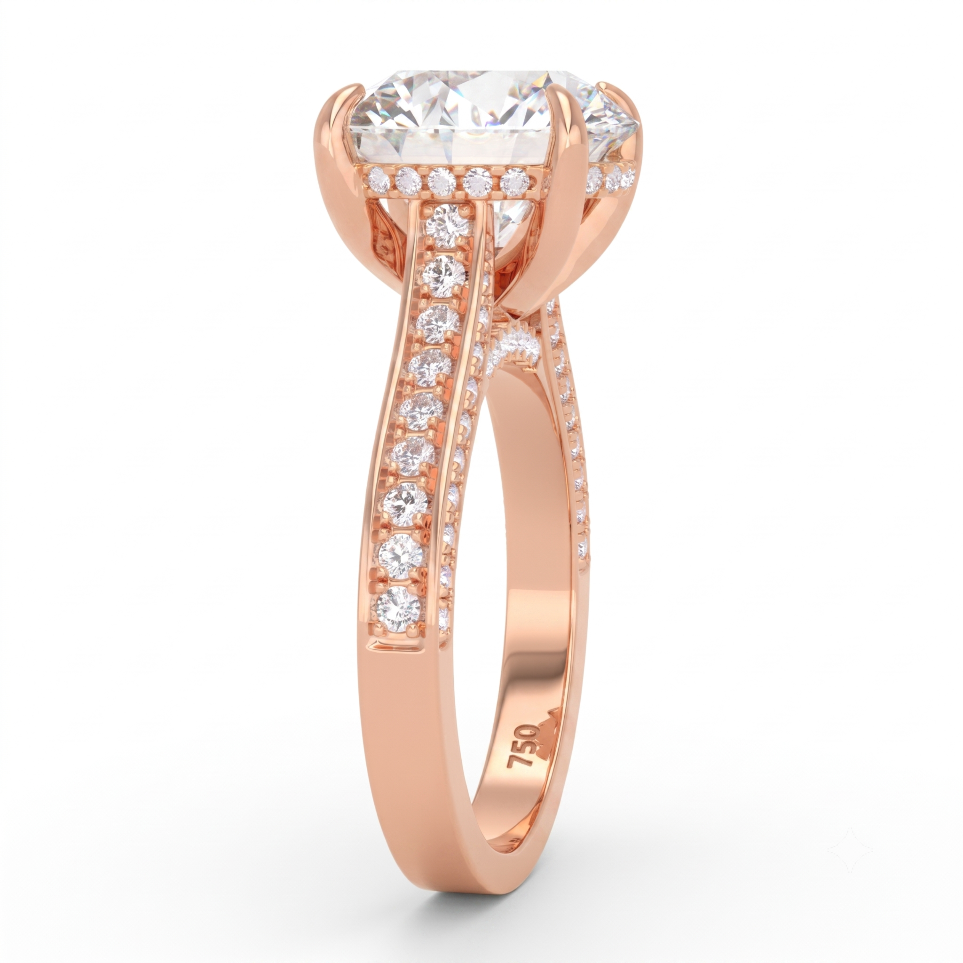 Katherine Round cut engagement ring 3D Diamond Band