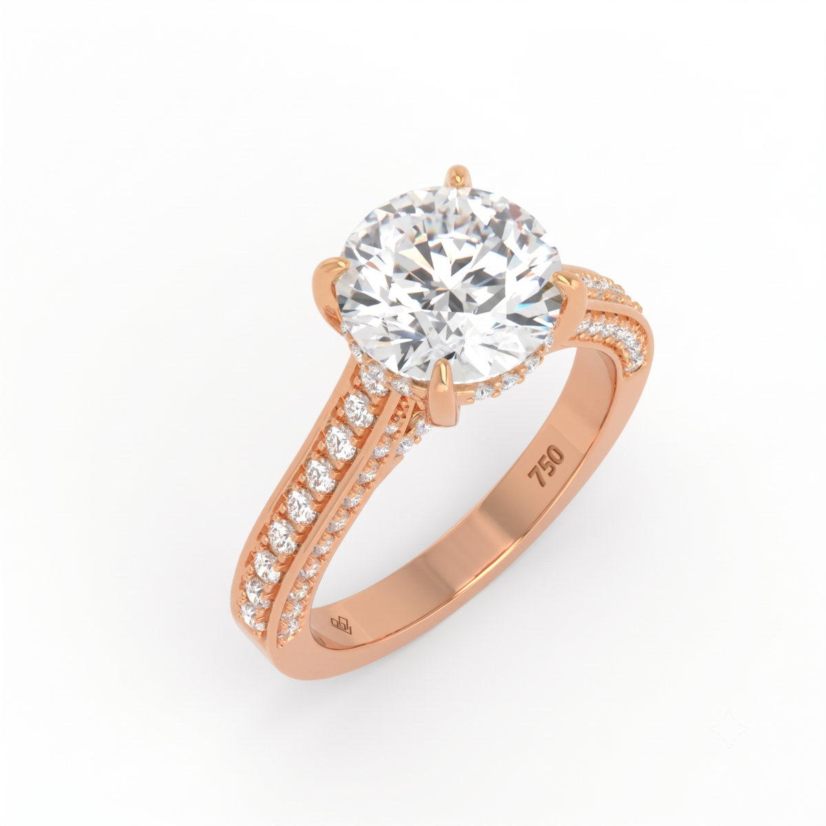 Katherine Round cut engagement ring 3D Diamond Band