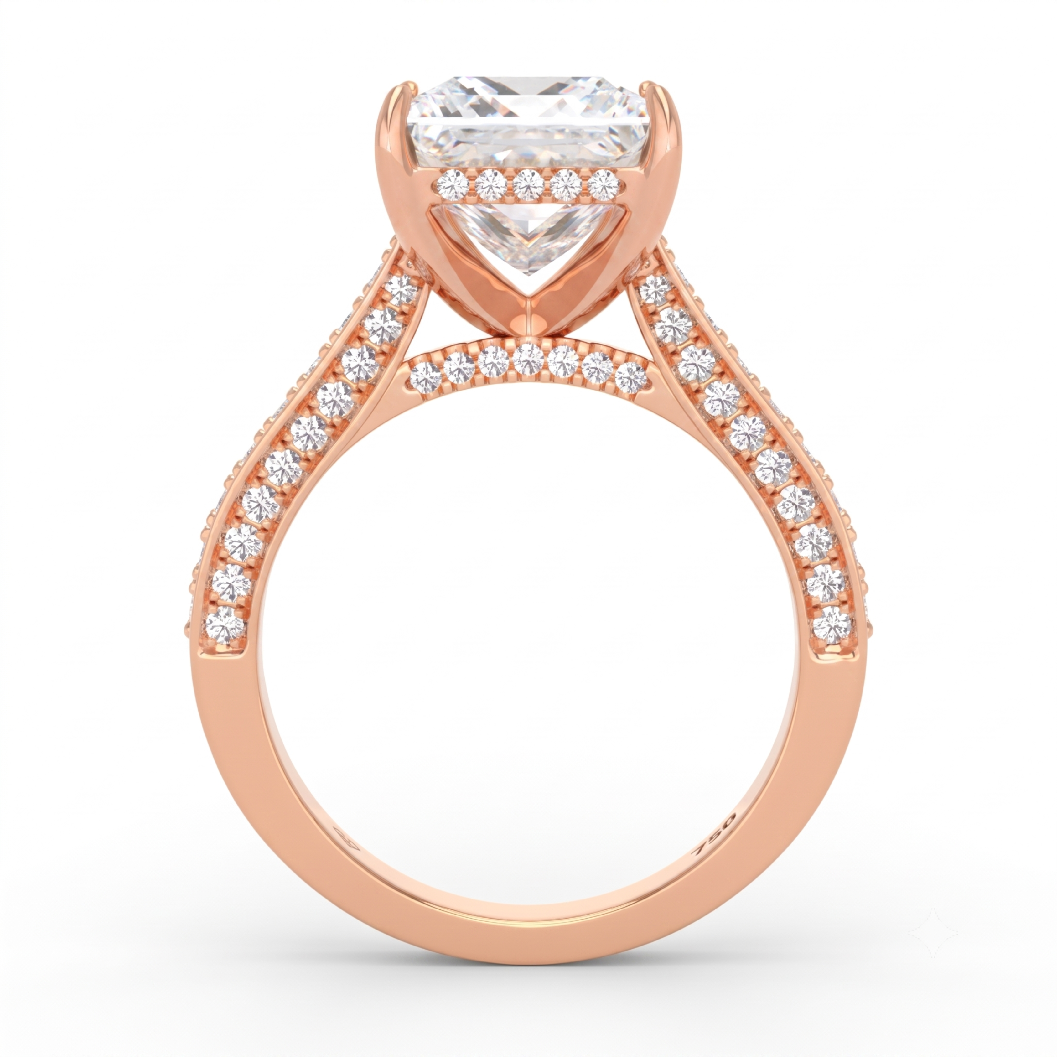 Katherine Princess cut engagement ring 3D Diamond Band