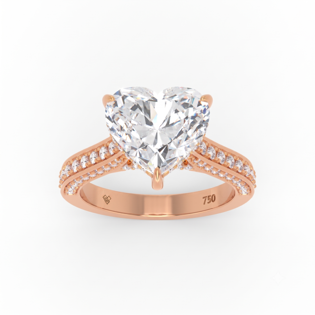 Katherine Heart cut engagement ring 3D Diamond Band