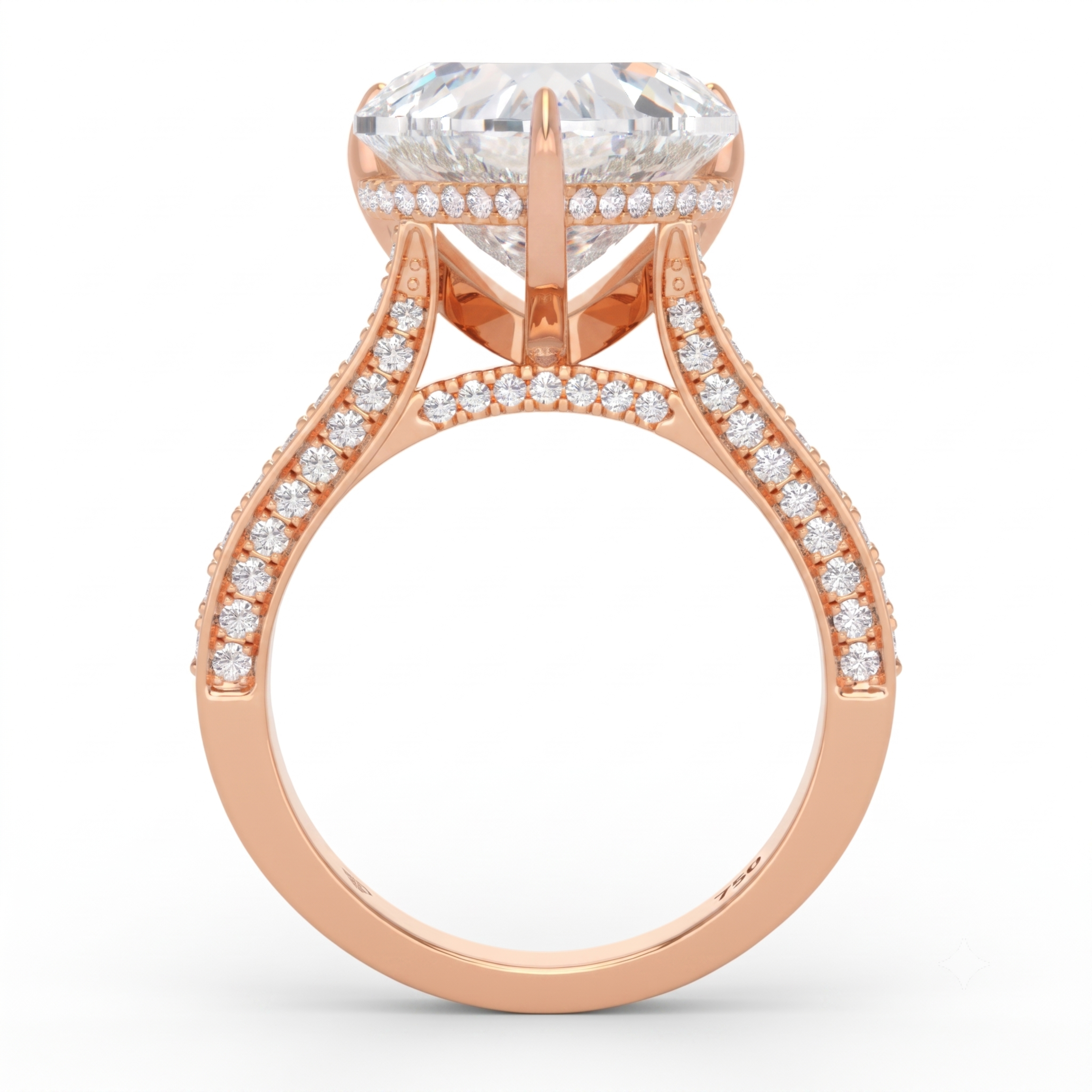 Katherine Heart cut engagement ring 3D Diamond Band