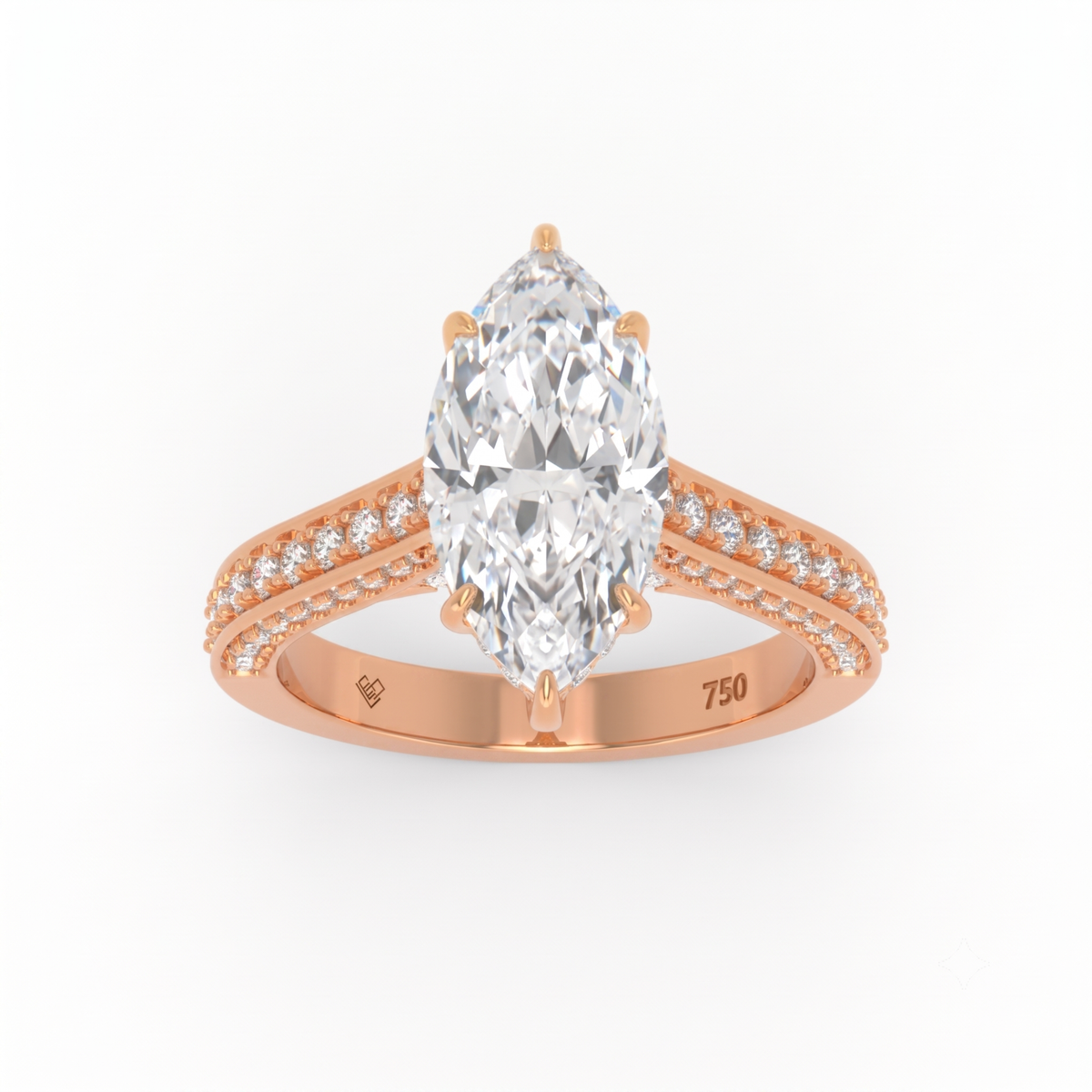 Katherine Marquise cut engagement ring 3D Diamond Band
