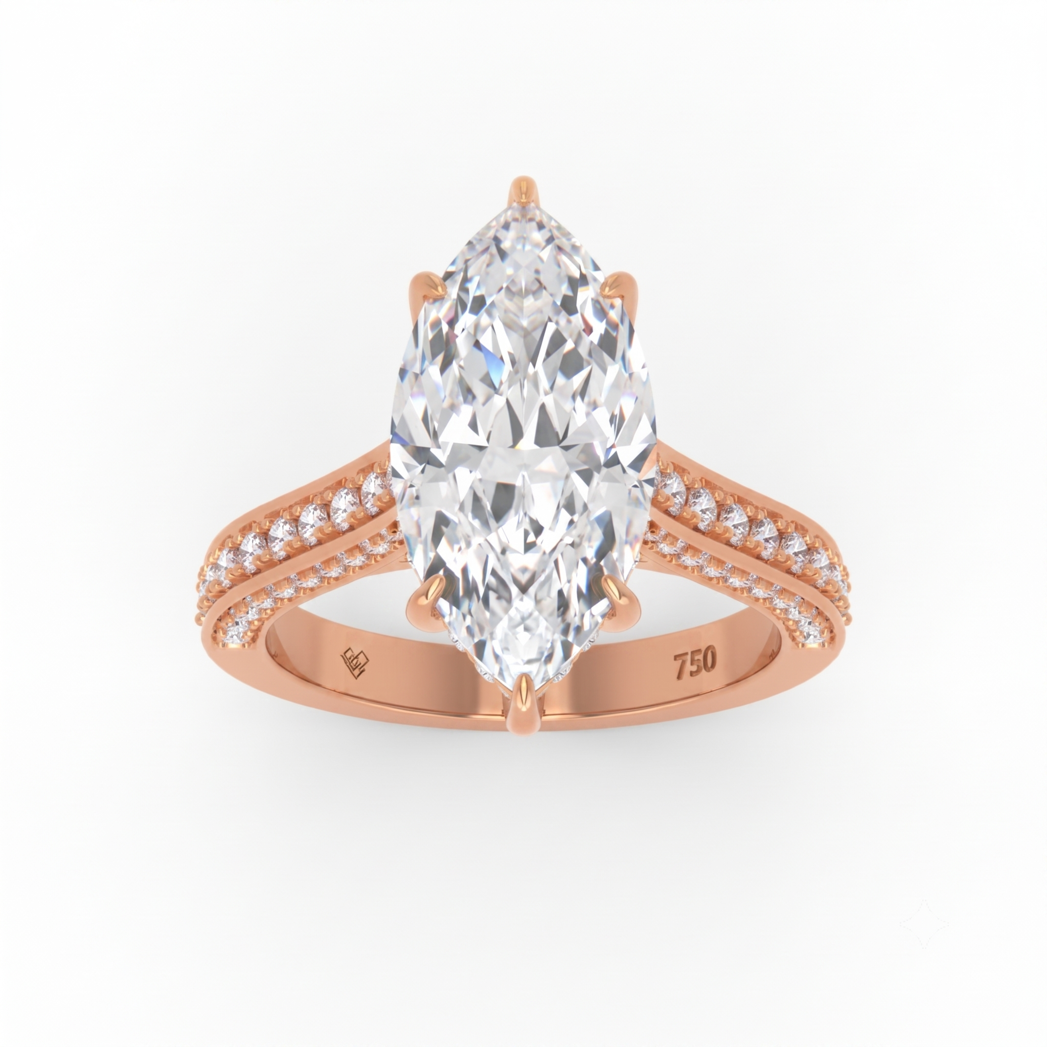 Katherine Marquise cut engagement ring 3D Diamond Band