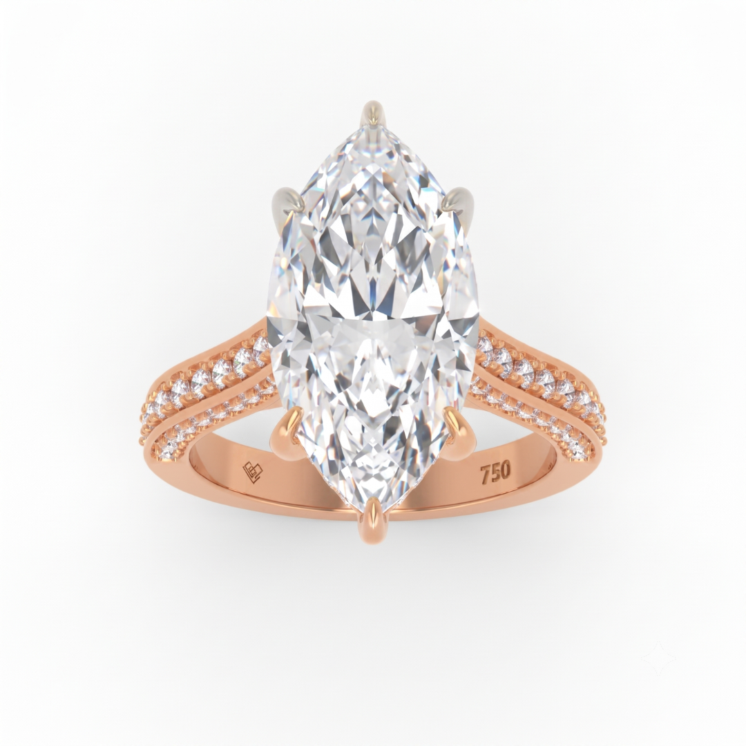 Katherine Marquise cut engagement ring 3D Diamond Band