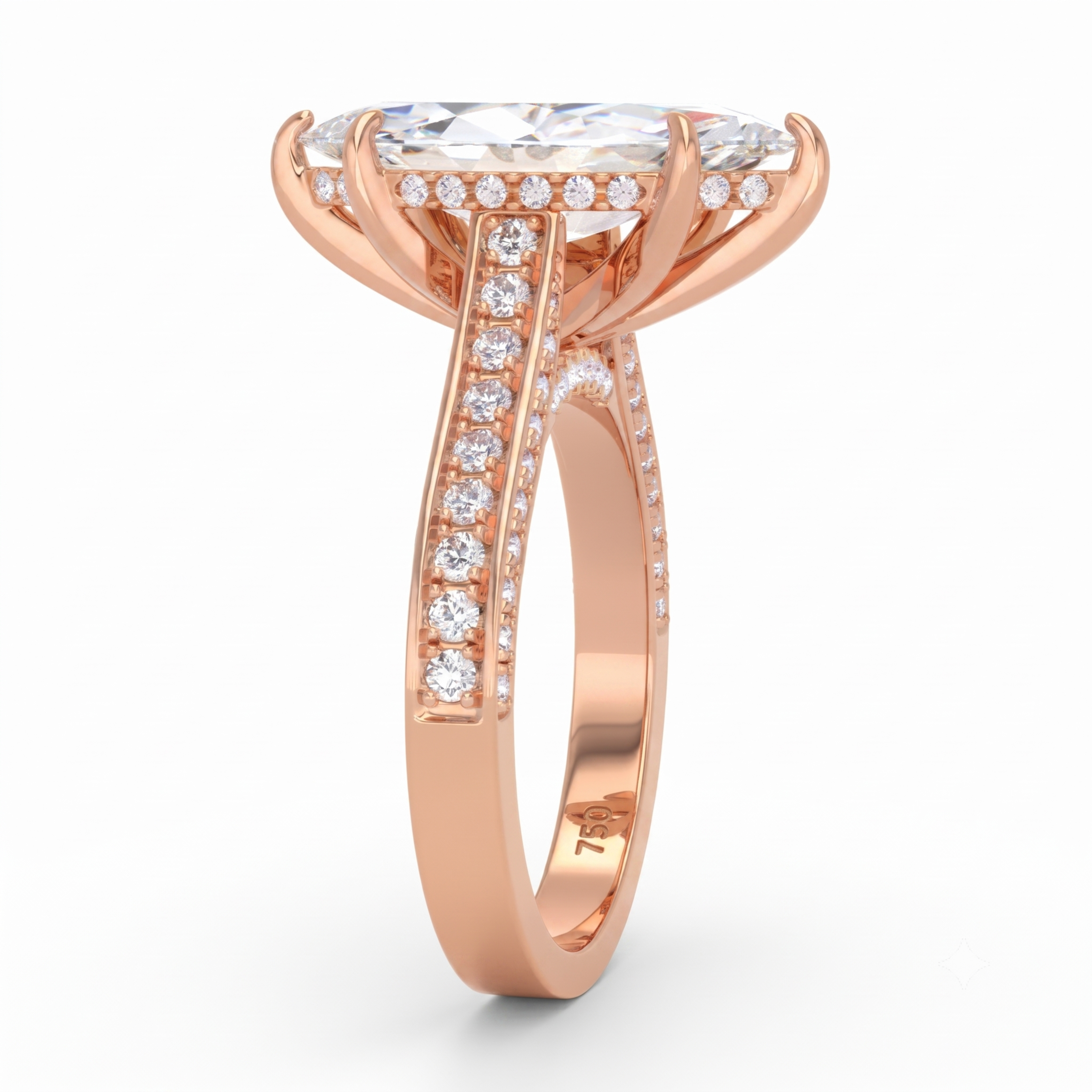 Katherine Marquise cut engagement ring 3D Diamond Band