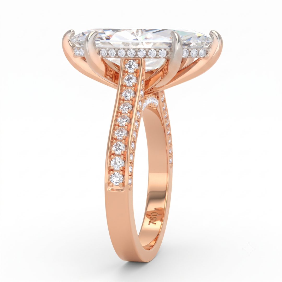 Katherine Marquise cut engagement ring 3D Diamond Band