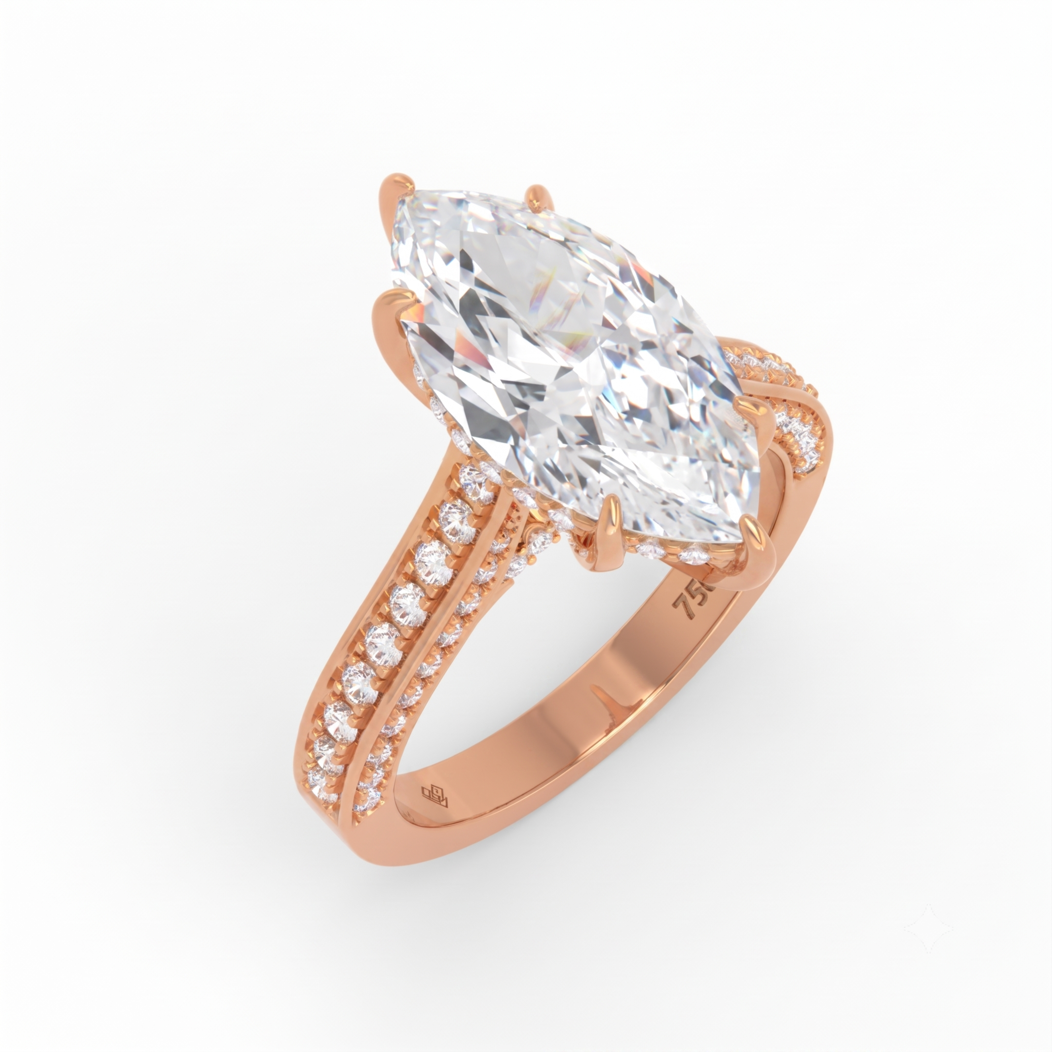 Katherine Marquise cut engagement ring 3D Diamond Band