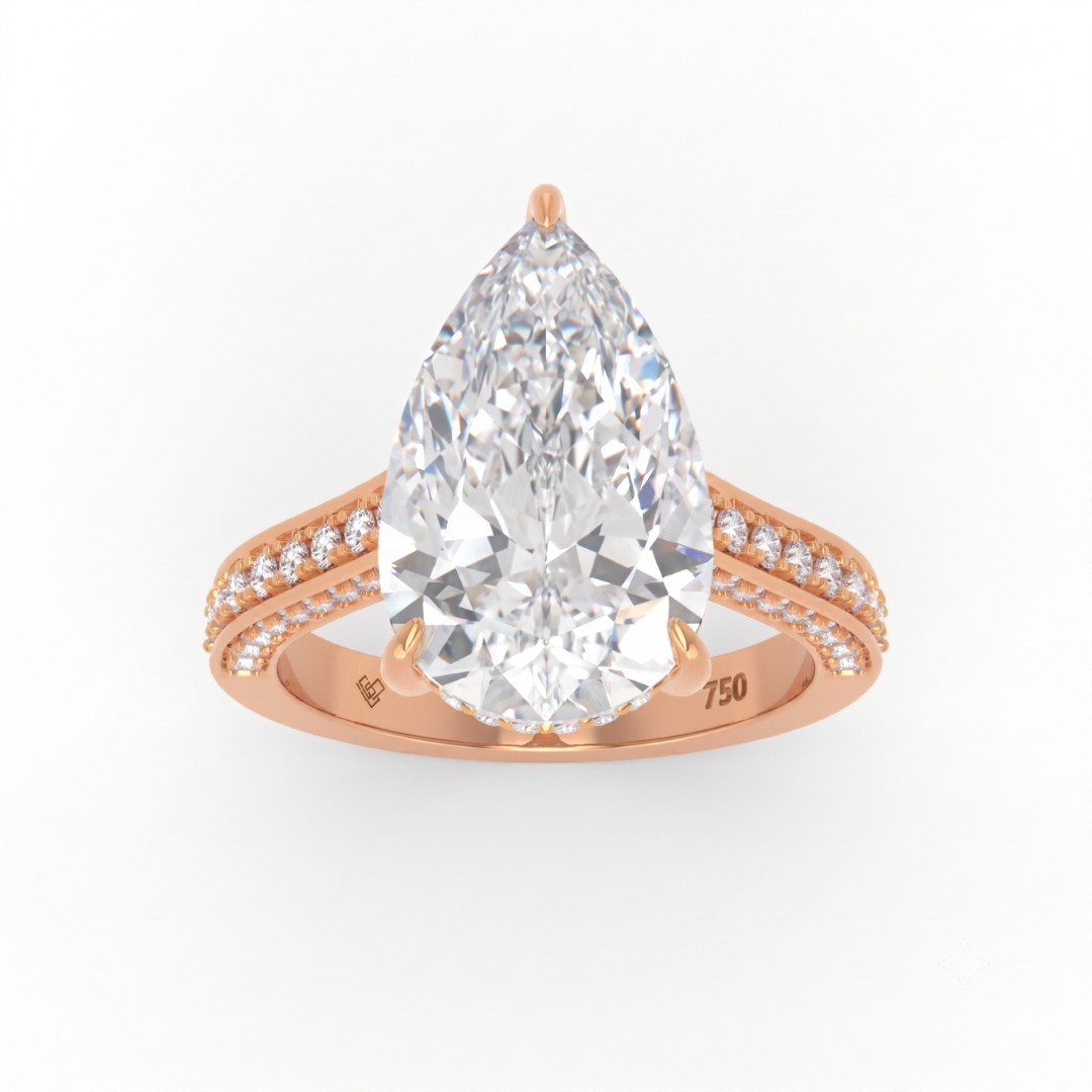 Katherine Pear cut engagement ring 3D Diamond Band