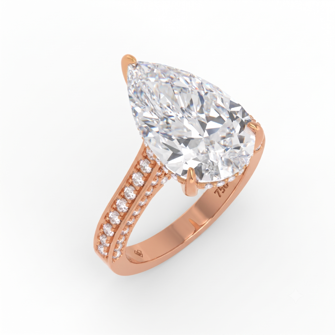 Katherine Pear cut engagement ring 3D Diamond Band