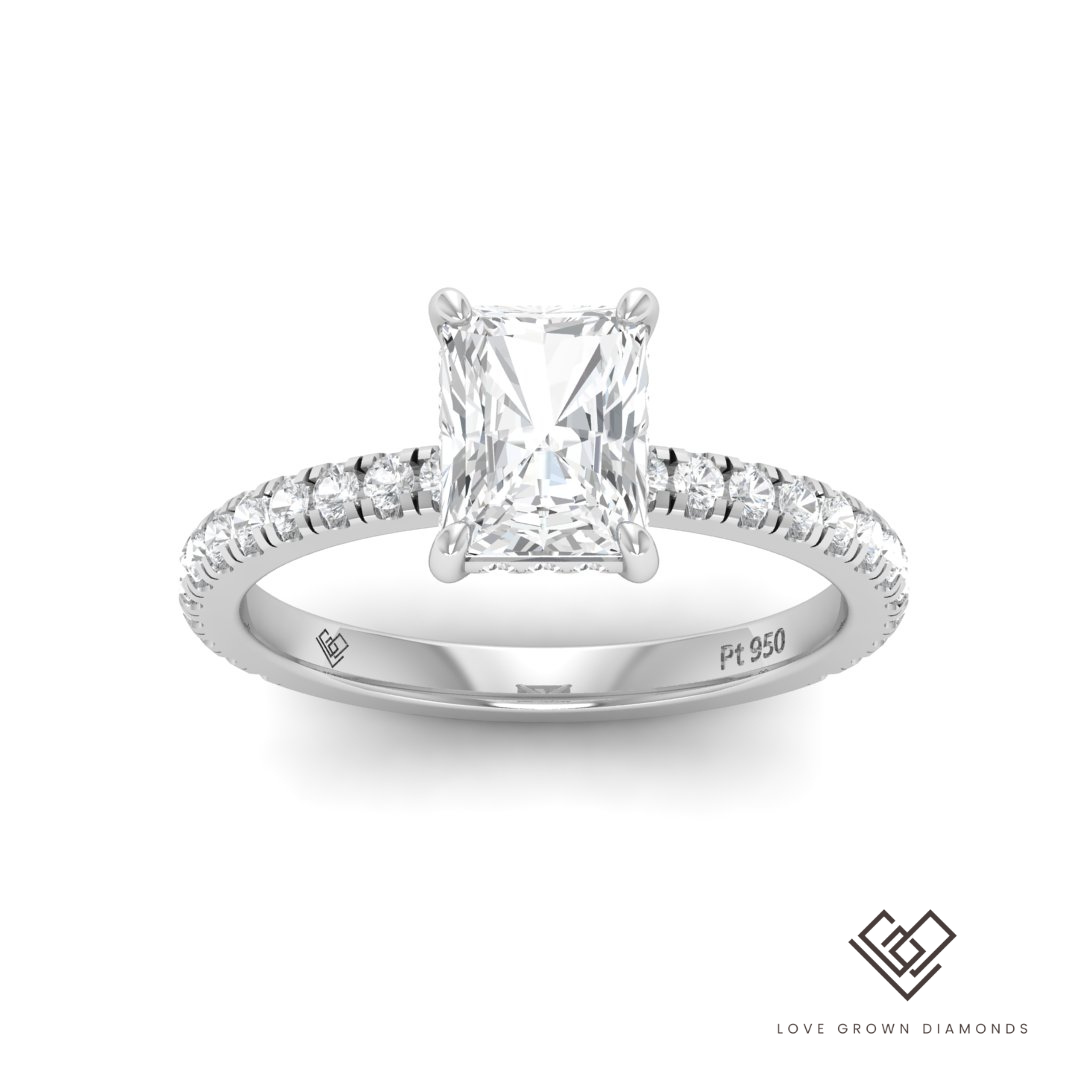 Chloé Radiant Diamond Hidden Halo and Diamond Band Engagement Ring