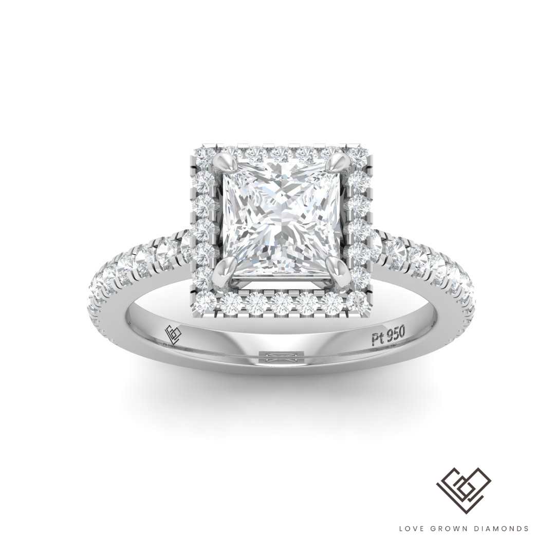 Bella Princess Diamond Halo Engagement Ring