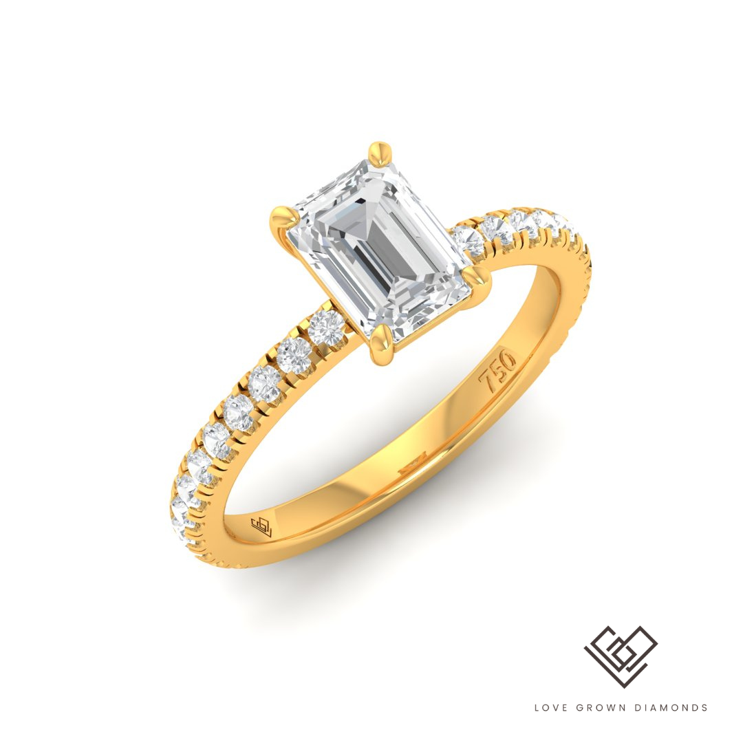 Abigail Emerald Diamond Band Engagement Ring