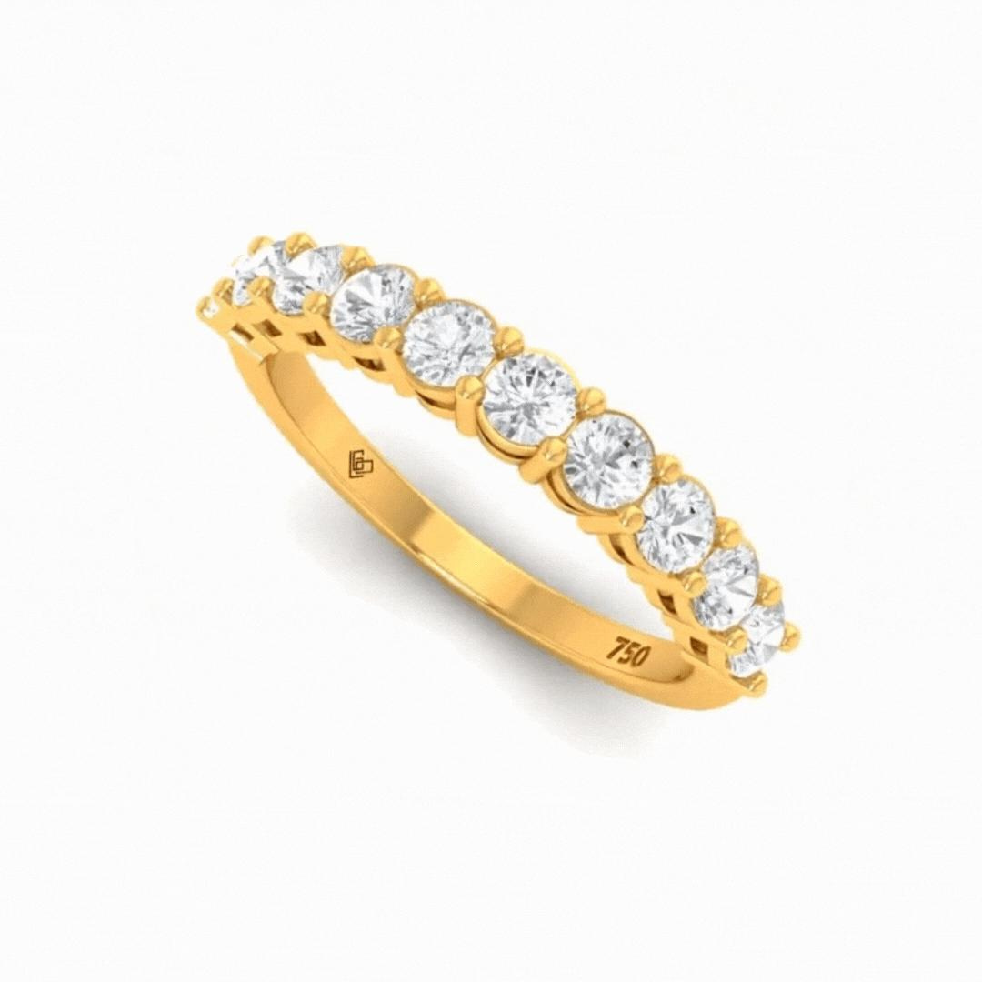 Valentina Round Brilliant Cut Gold Diamond Wedding Band