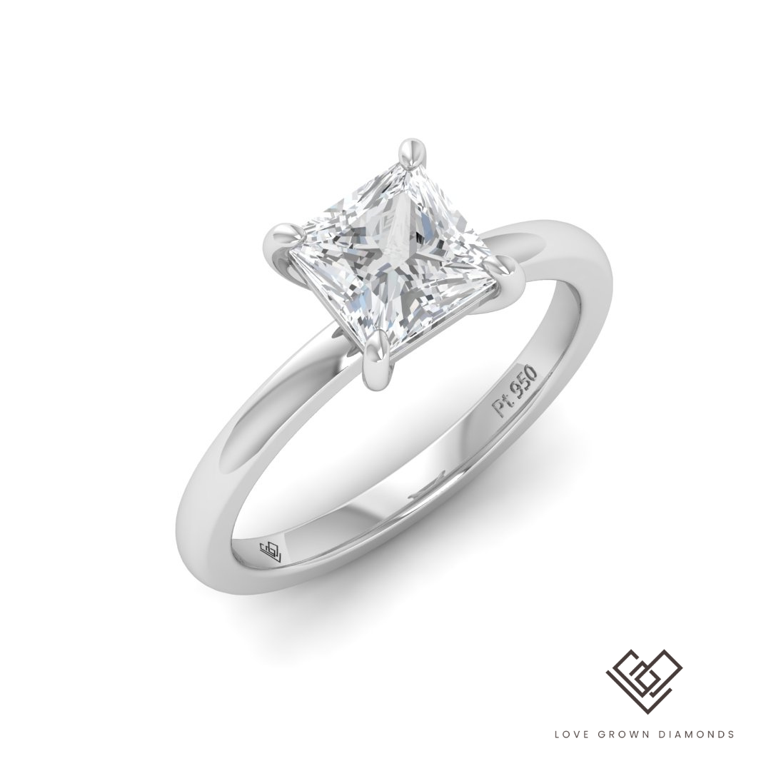 Noémie princess Diamond Plain Band Engagement Ring