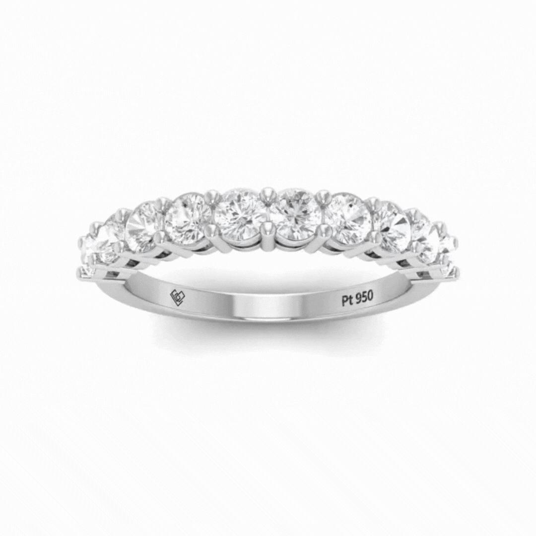 Valentina Round Brilliant Cut Diamond Wedding Band in platinum, 1.00ct, IGI certified.