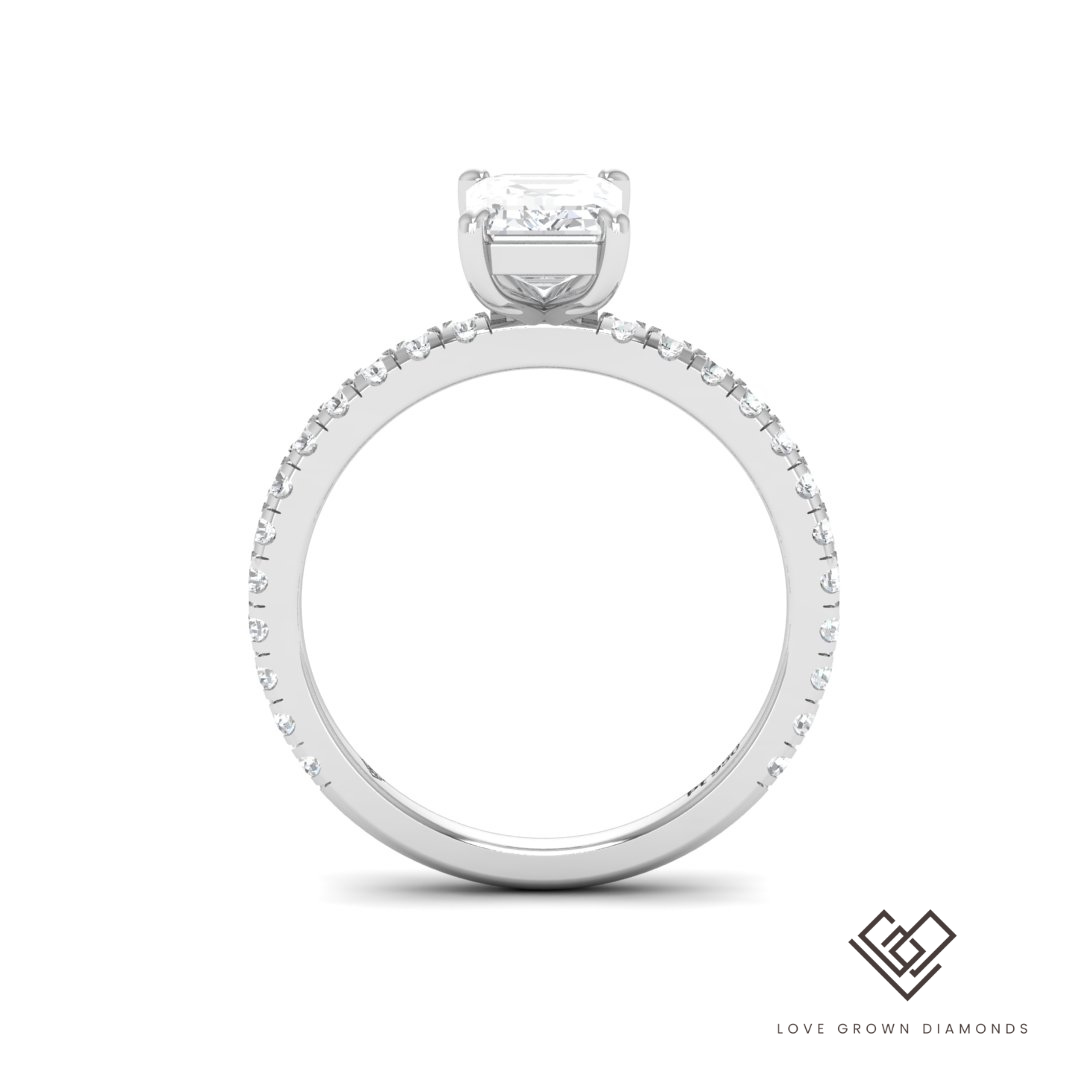 Abigail Emerald Diamond Band Engagement Ring