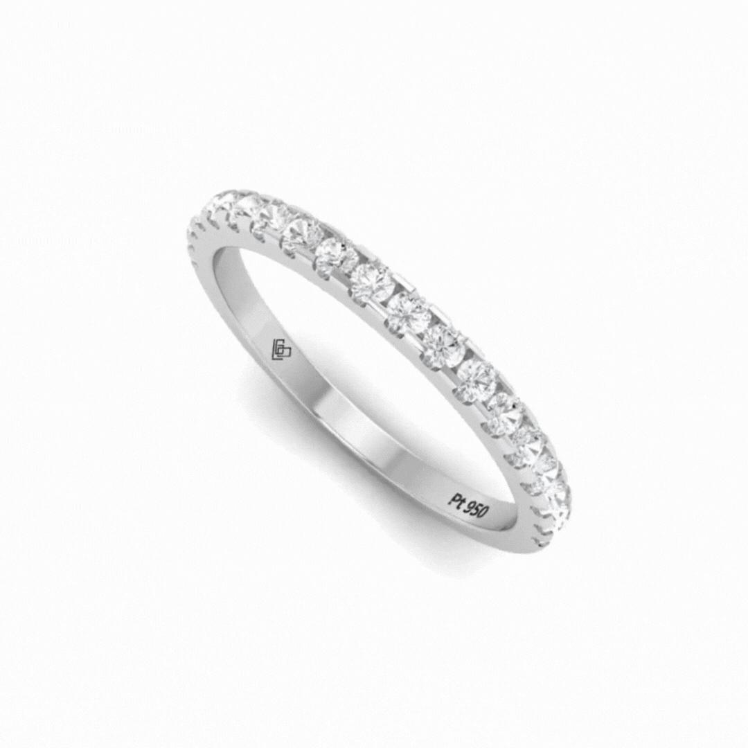 Ophelia Round Brilliant Cut Diamond Wedding Band in platinum, 0.50ct, elegant half eternity ring.
