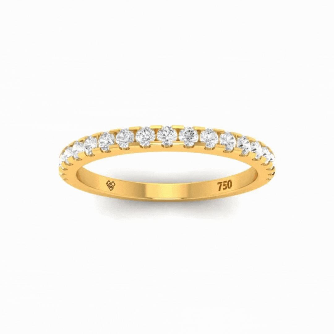 Ophelia round brilliant cut diamond half eternity wedding band in 18k gold with 0.50ct diamonds and IGI certification