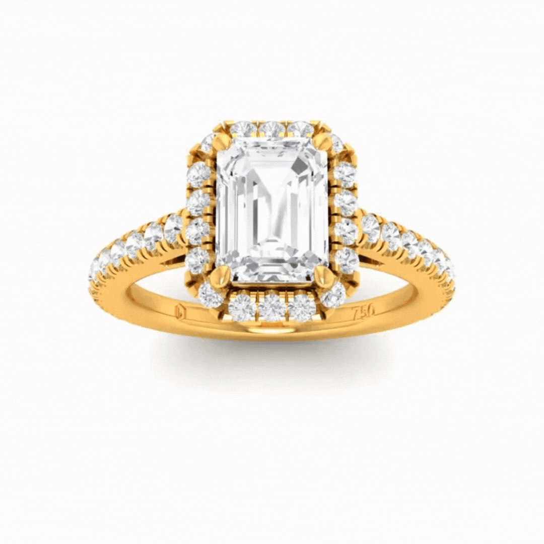 Bella Emerald Diamond Halo Engagement Ring