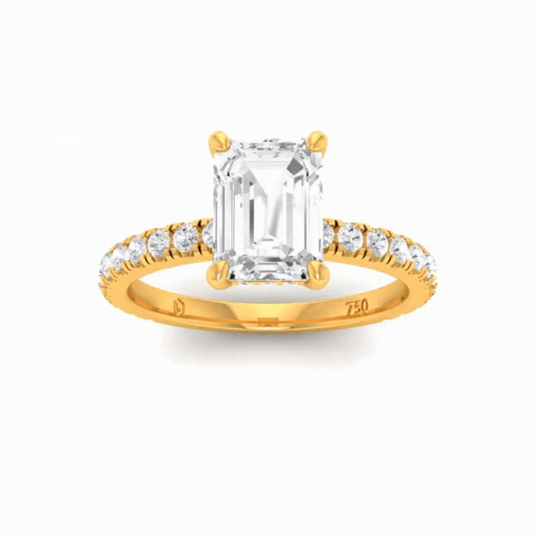Chloé Emerald Diamond Hidden Halo and Diamond Band Engagement Ring