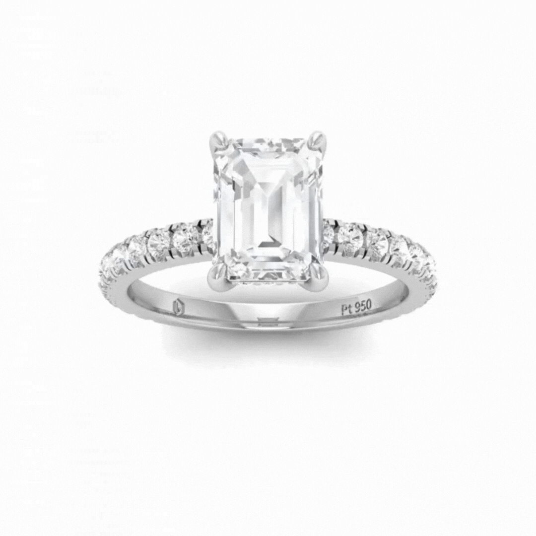 Chloé Emerald Diamond Hidden Halo and Diamond Band Engagement Ring