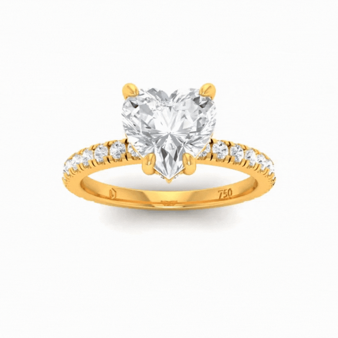 Chloé Heart Diamond Hidden Halo and Diamond Band Engagement Ring