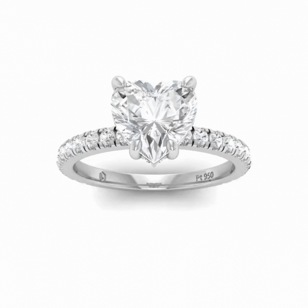 Chloé Heart Diamond Hidden Halo and Diamond Band Engagement Ring