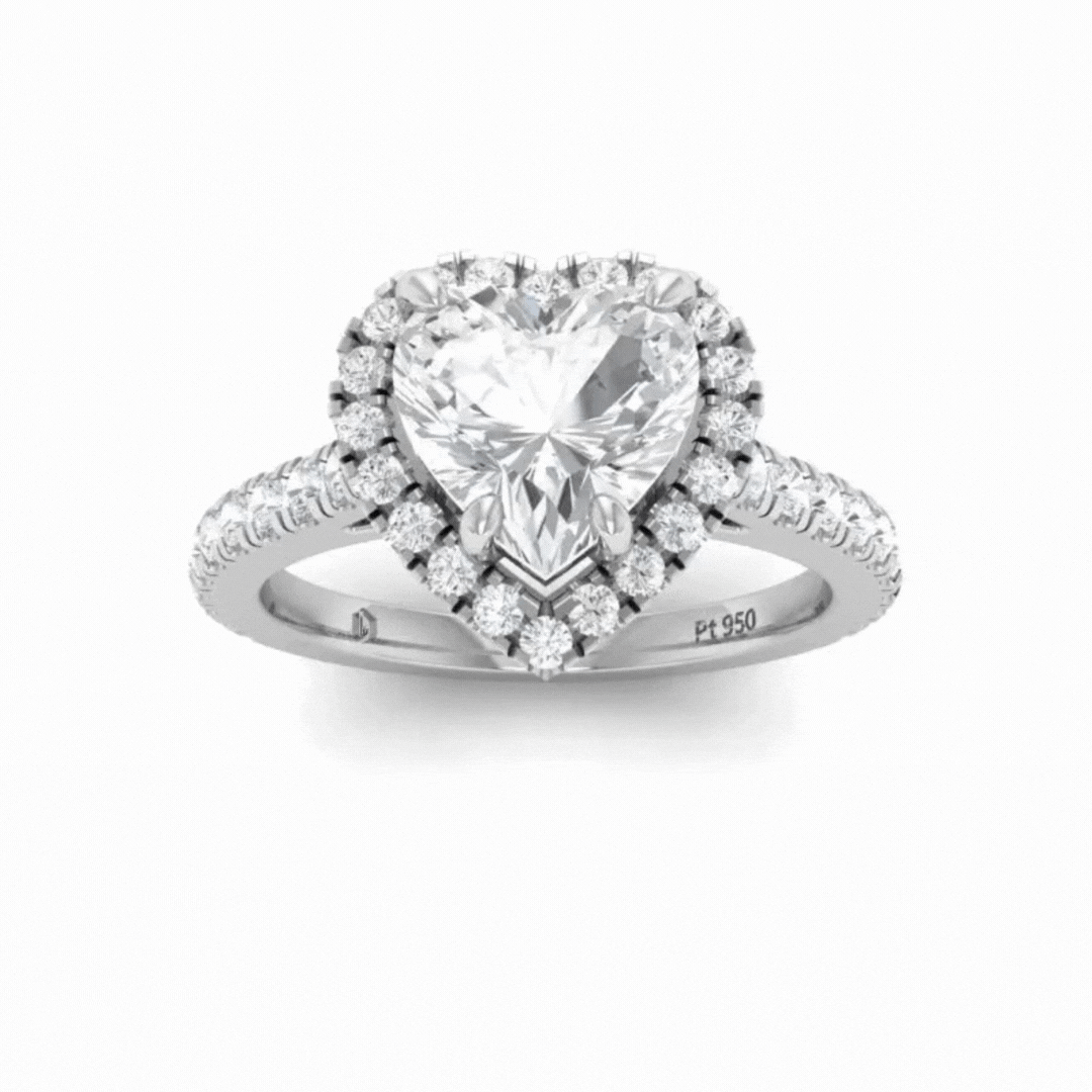 Bella Heart Diamond Halo Engagement Ring