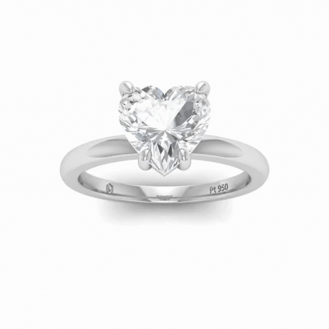 Noémie Heart Diamond Plain Band Engagement Ring