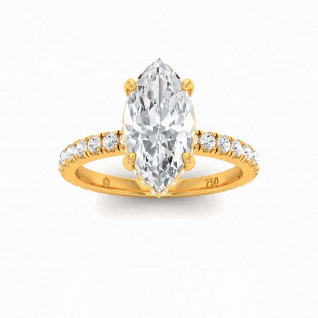 Chloé Marquise Diamond Hidden Halo and Diamond Band Engagement Ring