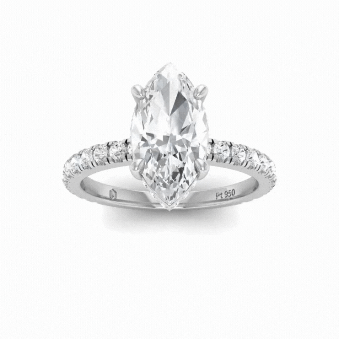 Chloé Marquise Diamond Hidden Halo and Diamond Band Engagement Ring