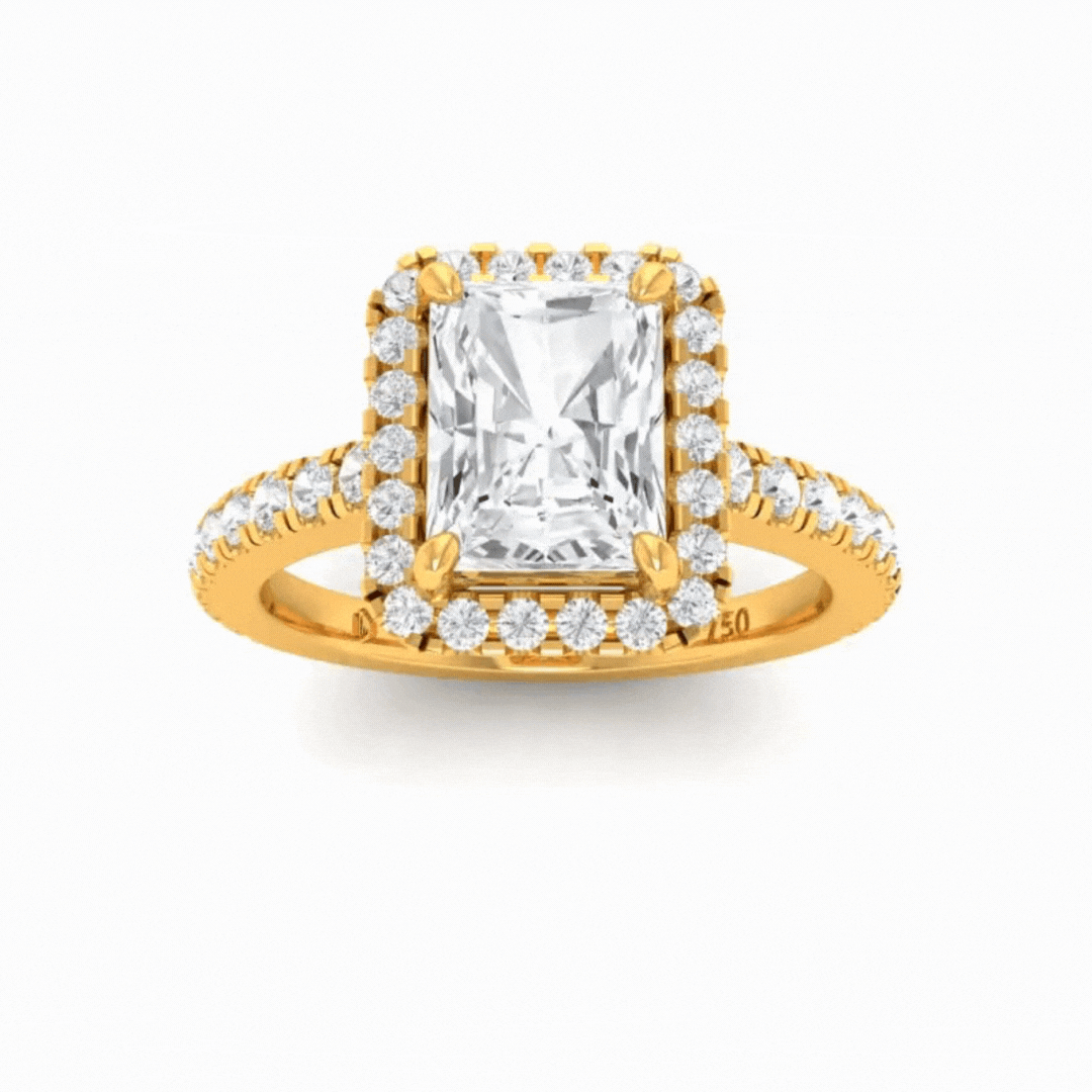 Bella Radiant Diamond Halo Engagement Ring