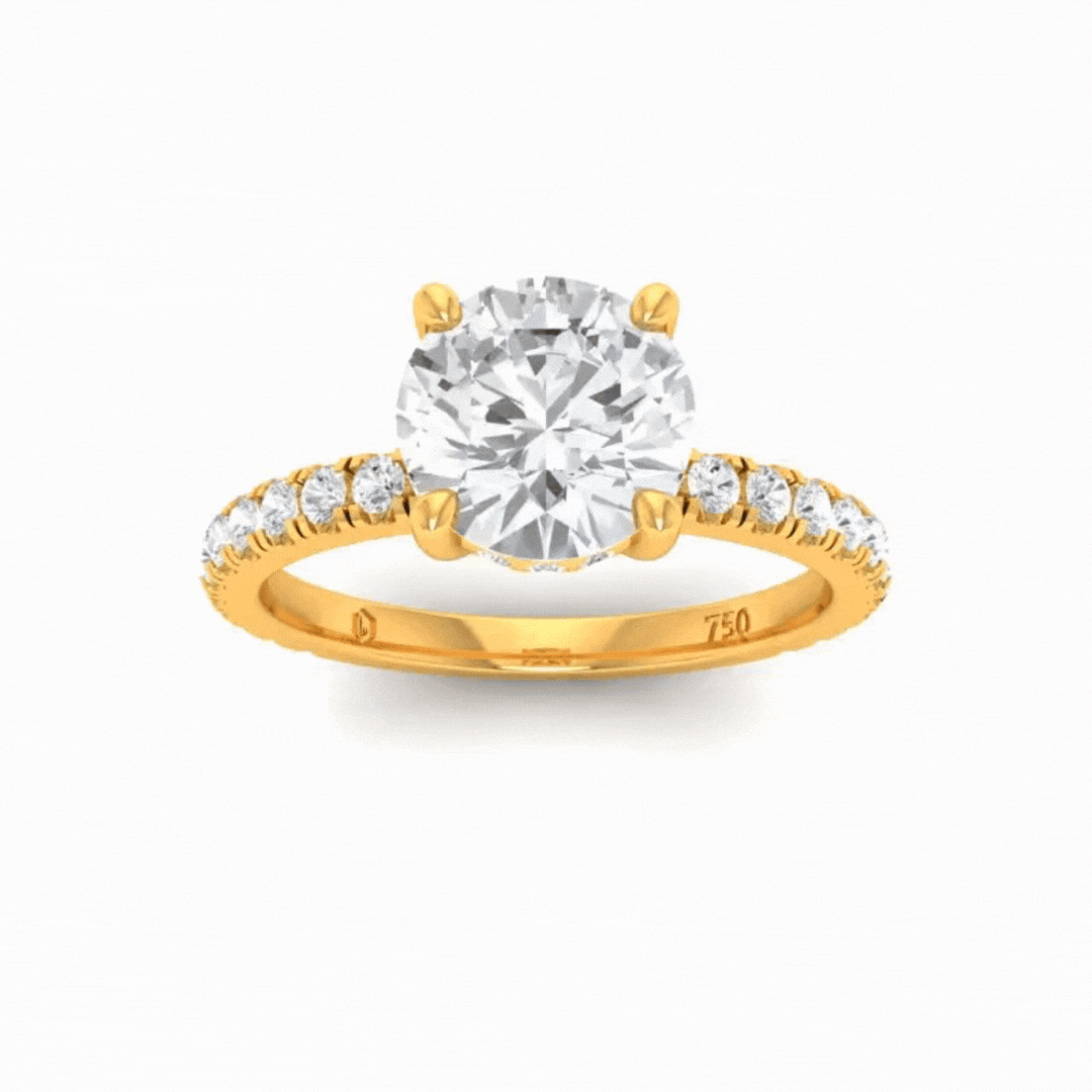 Chloé Round Diamond Hidden Halo and Diamond Band Engagement Ring