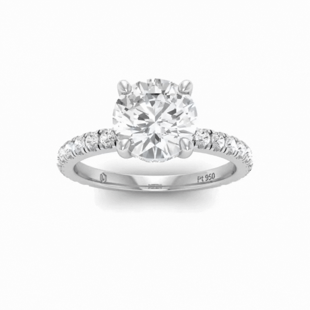 Chloé Round Diamond Hidden Halo and Diamond Band Engagement Ring