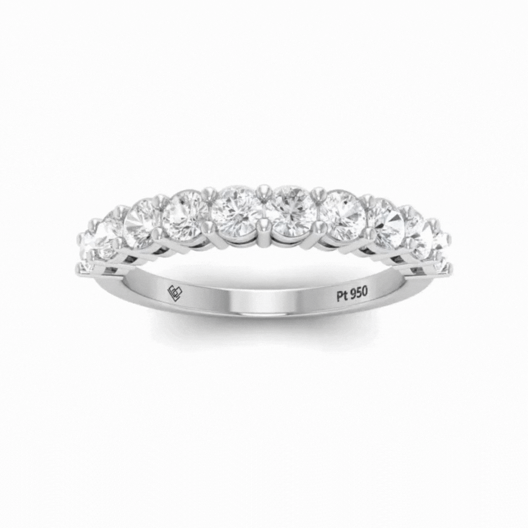 Valentina round brilliant cut diamond wedding band in platinum, 1.00ct, IGI certified.
