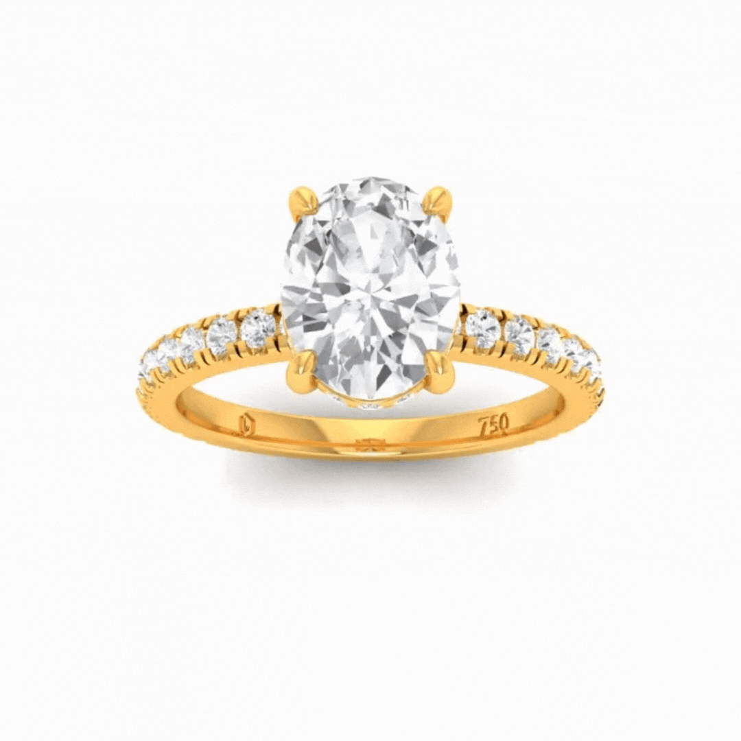 Chloé Oval Diamond Hidden Halo and Diamond Band Engagement Ring
