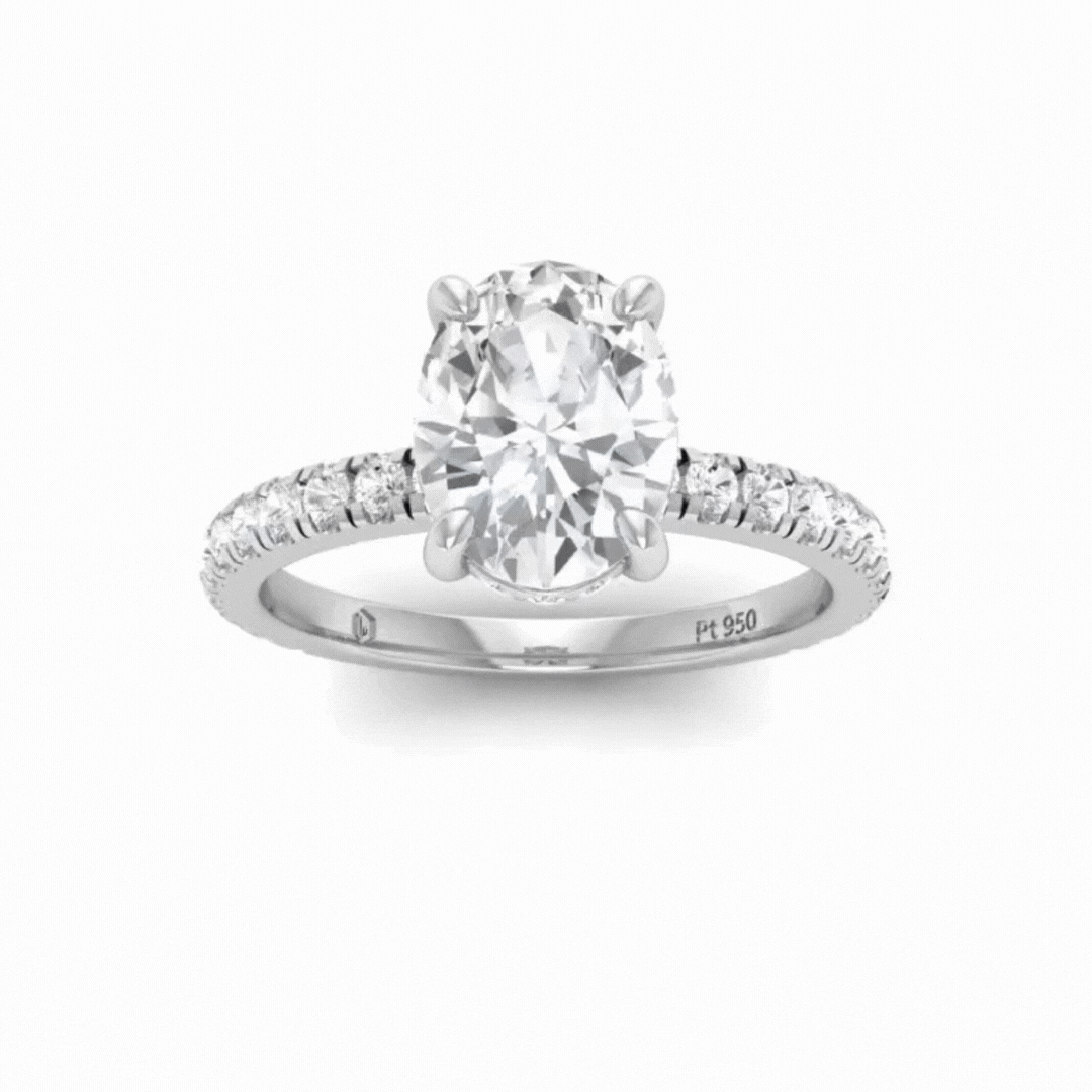 Chloé Oval Diamond Hidden Halo and Diamond Band Engagement Ring