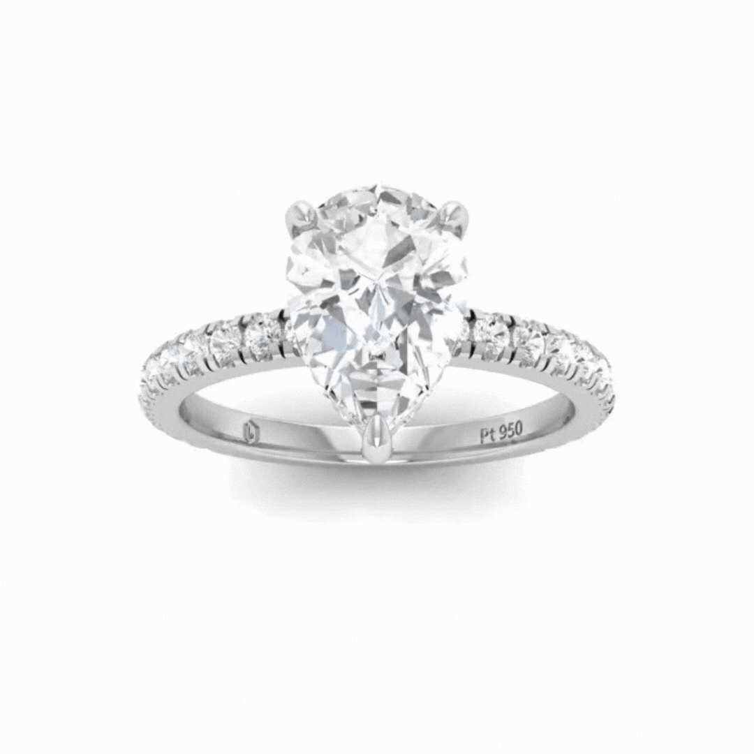 Chloé Pear Diamond Hidden Halo and Diamond Band Engagement Ring
