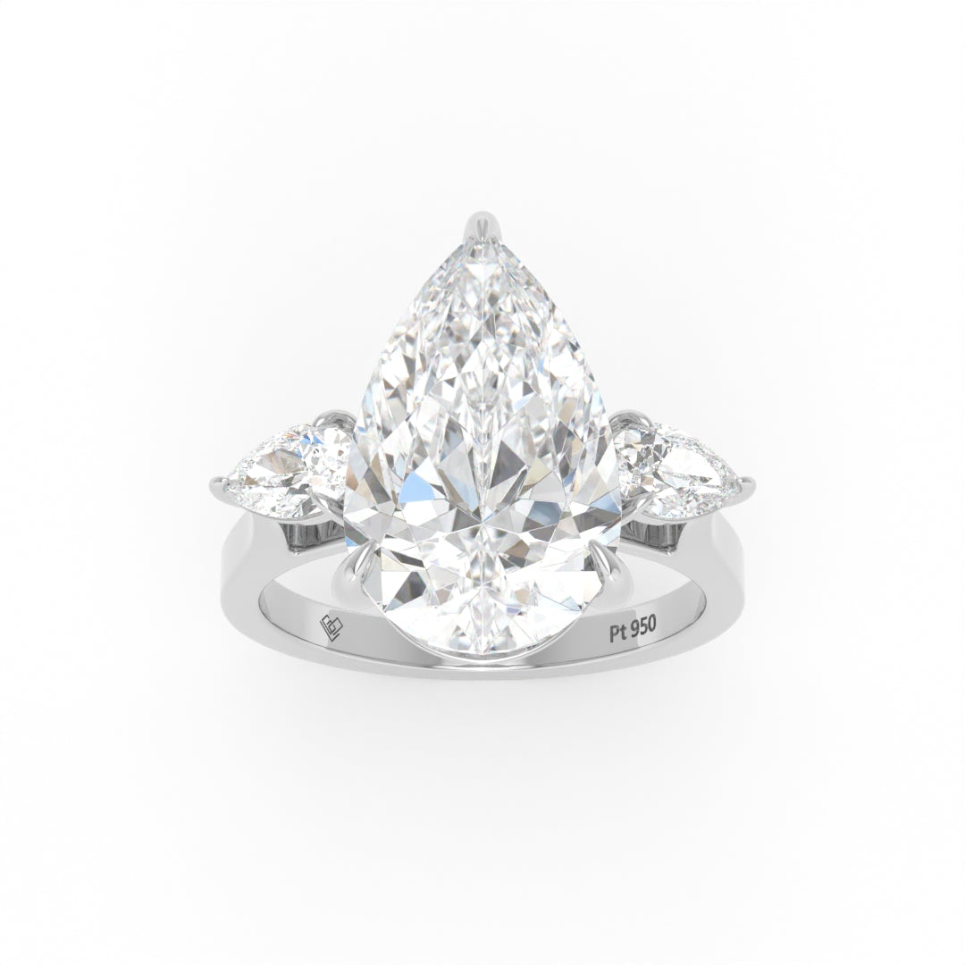 Sofia Pear Cut Diamond Engagement Ring With A Pear Cut Side Diamonds