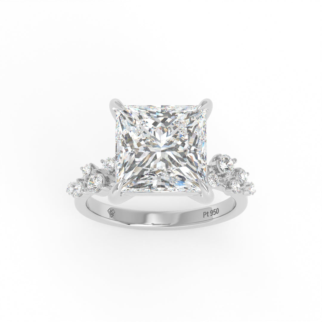 Layla Princess Cut Diamond Engagement Ring With Accent Band