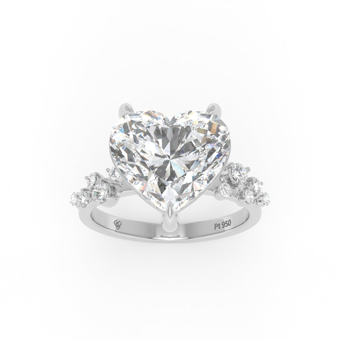 Layla Heart Cut Diamond Engagement Ring with Diamond Accent Band