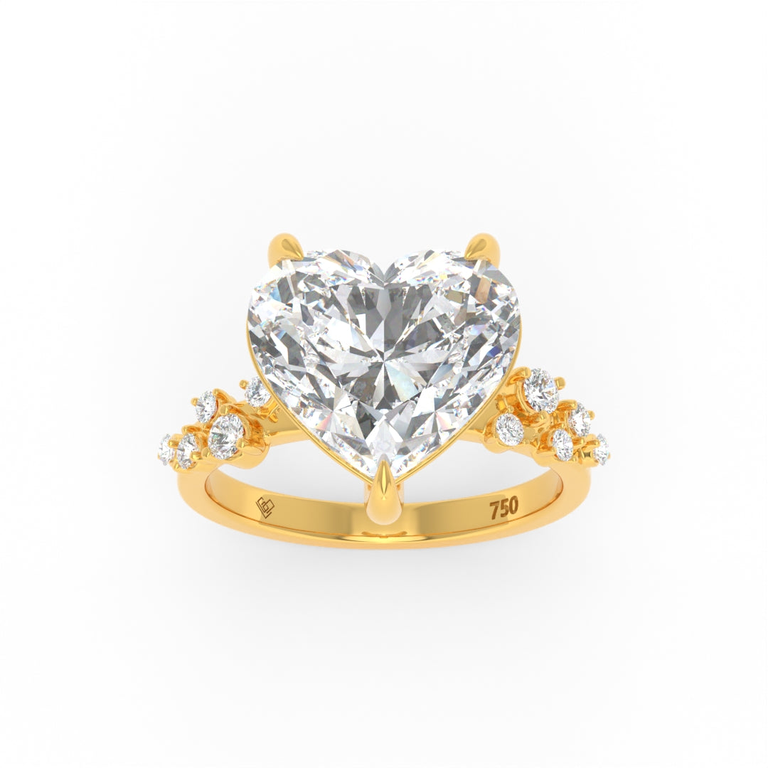 Layla Heart Cut Diamond Engagement Ring with Diamond Accent Band