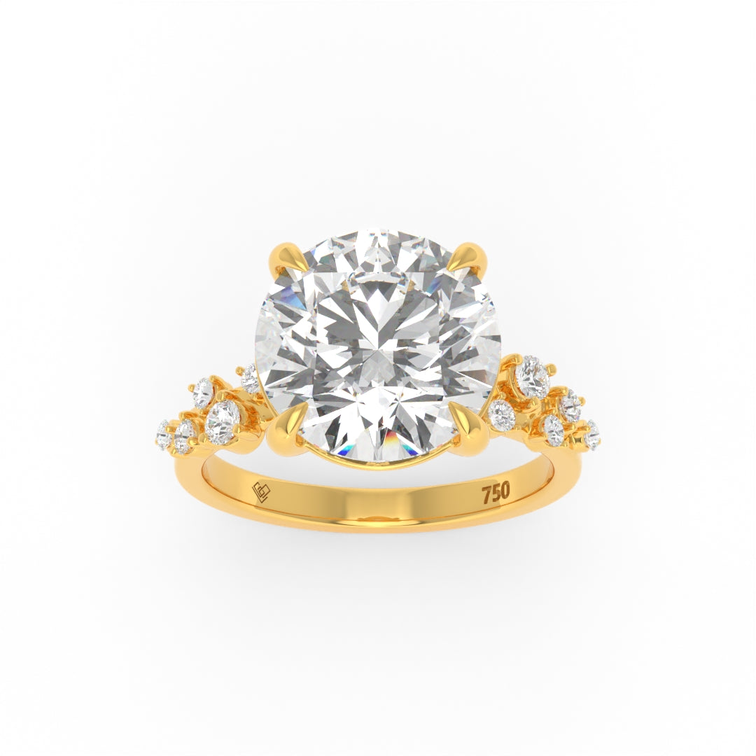 Layla Round Brilliant Cut Diamond Engagement Ring With Diamond Accent Band