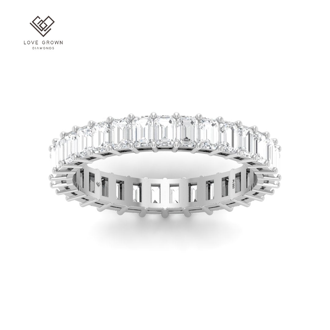 Fleur Emerald cut wedding band 3.00 Ct