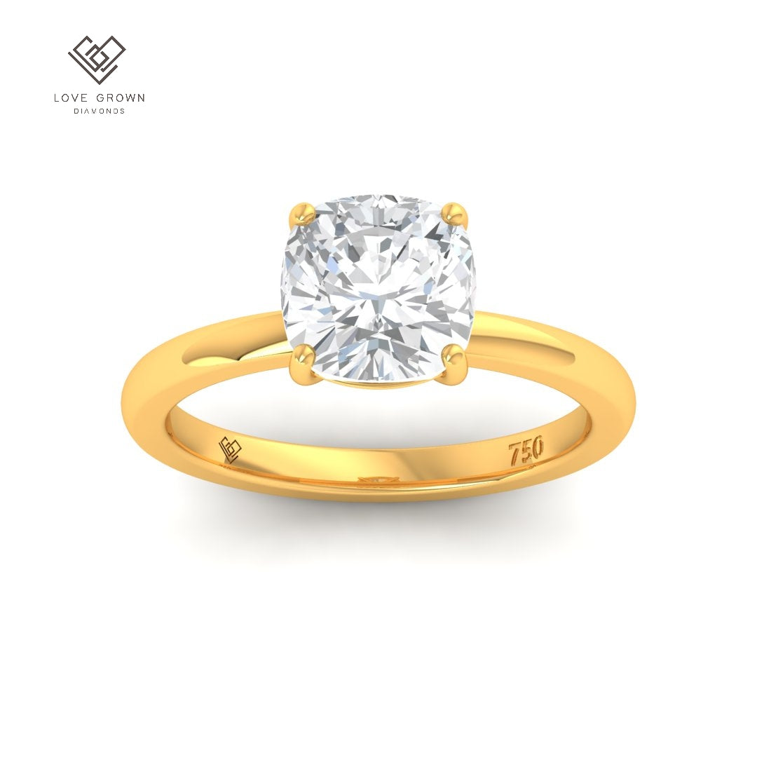 Noémie Solitaire Cushion Cut With Diamond Engagement Ring