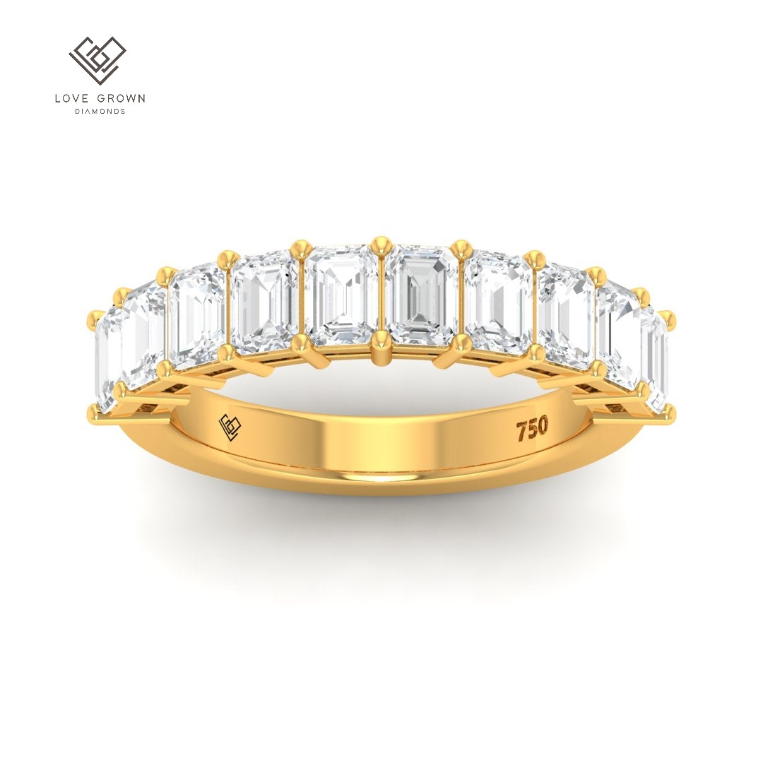 Anne Emerald cut Diamond Wedding Band