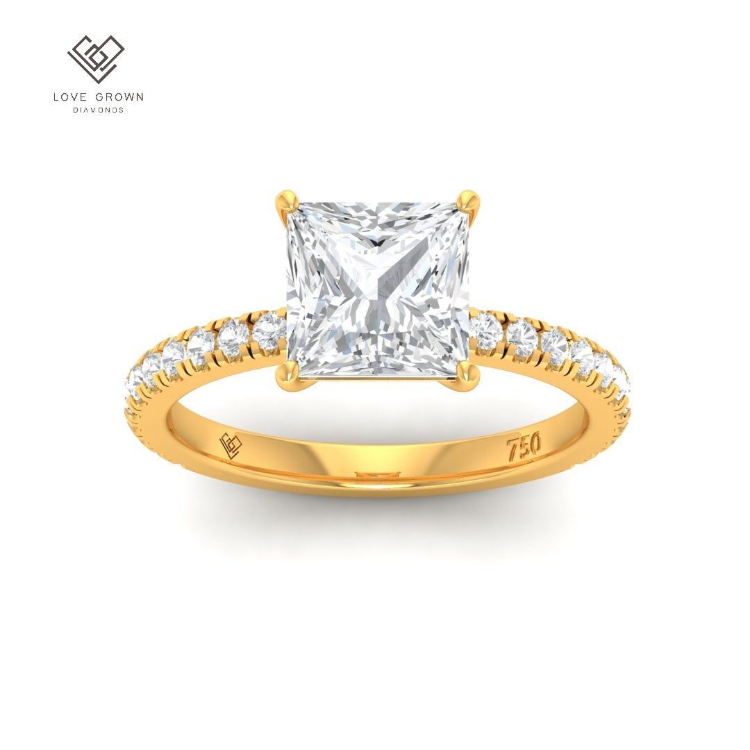 Abigail Princess With Diamond Band Engagement Ring